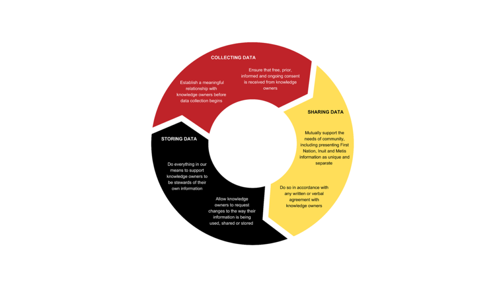 red, yellow and black arrows representing a cycle of data use across a study