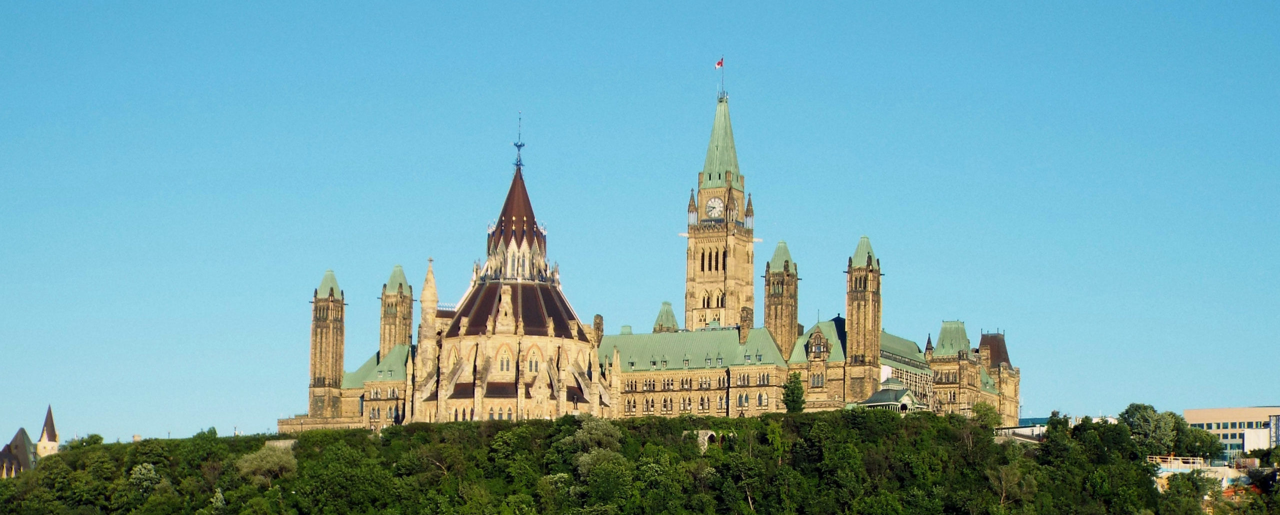 A view of parliament hill from across the river